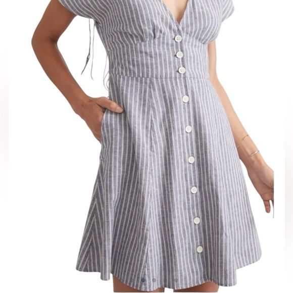 Marine Layer - Camila Striped Button Down Mini Dress Sz L - Picture 3 of 10